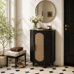 3-Tier Bamboo Rattan Corner Cabinet
