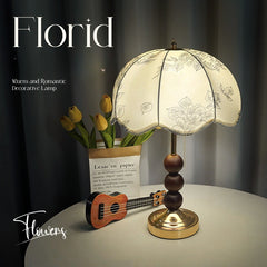 Traditional Floral Scalloped Shade Table Lamp with Pull Chain