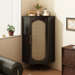3-Tier Bamboo Rattan Corner Cabinet