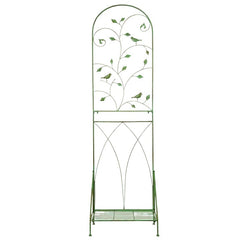 2-in-1 Metal Garden Trellis with Plant Shelf