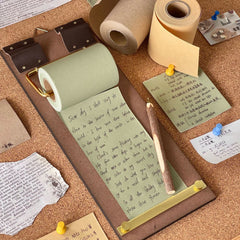 Vintage Wooden Clipboard with Continuous Paper Roll