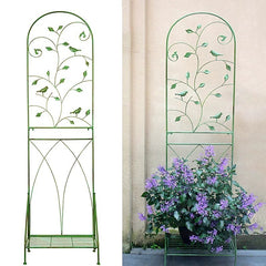2-in-1 Metal Garden Trellis with Plant Shelf