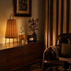 Boho Rattan Floor Lamp with Handle