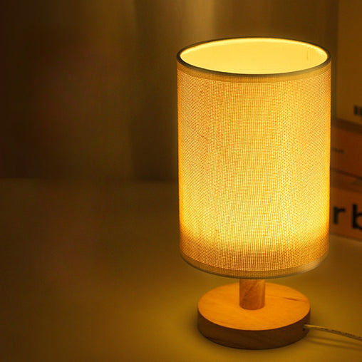 Japandi Minimalist Cylinder Fabric Table Lamp