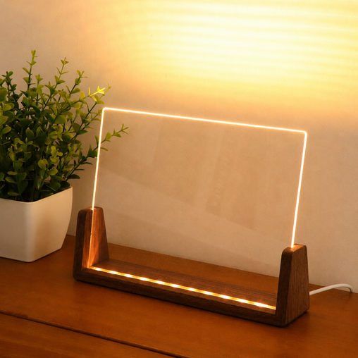 DIY Acrylic Message Board Night Light with Walnut Wood Base