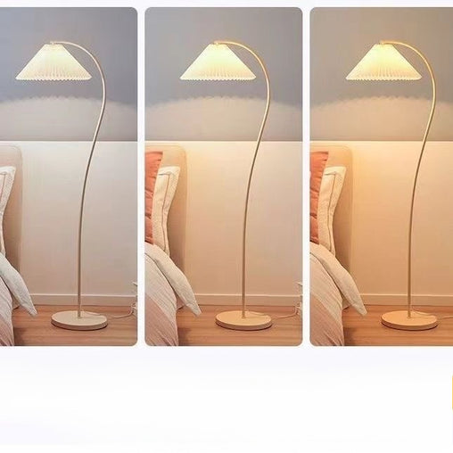 Vintage Pleated Accordion Shade Arch Floor Lamp