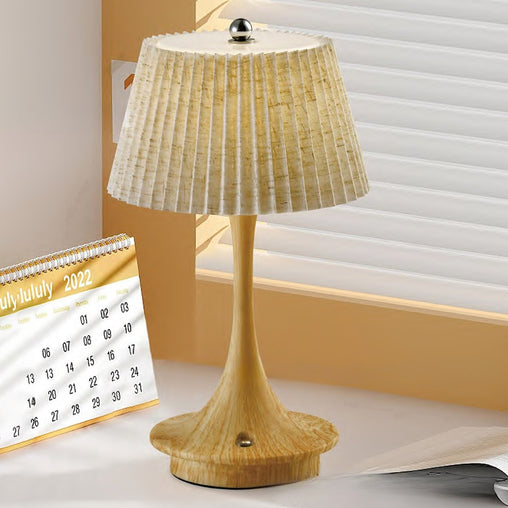 French Vintage Pleated Cordless Table Lamp