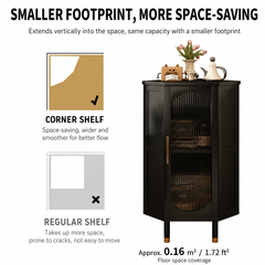 3-Tier Bamboo Corner Cabinet with Glass Doors