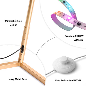 RGBCW Golden Corner Floor Lamp