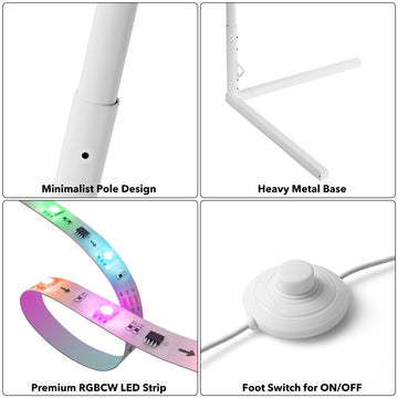 RGBCW Minimalist White Corner Floor Lamp