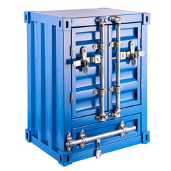 Industrial Style Container Side Table | Two Door | Blue