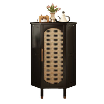 3-Tier Bamboo Rattan Corner Cabinet