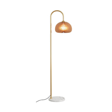 Minimalist Marble Arc Floor Lamp with Pumpkin Shade