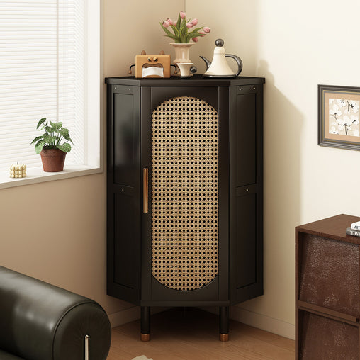 3-Tier Bamboo Rattan Corner Cabinet