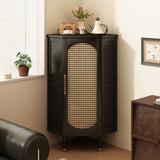 3-Tier Bamboo Rattan Corner Cabinet