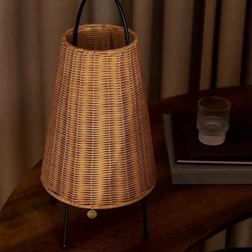 Boho Rattan Floor Lamp with Handle