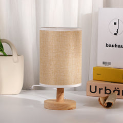 Japandi Minimalist Cylinder Fabric Table Lamp