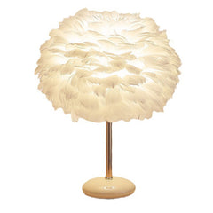 Hollywood Regency Feather Table Lamp with Ceramic Base