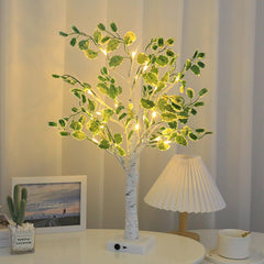 Faux Birch Tree LED Fairy Light with Greenery Leaves