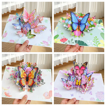 3D Pop-Up Pink Butterfly Bouquet Greeting Card