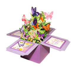 3D Pop-Up Butterfly Flower Bouquet Greeting Card