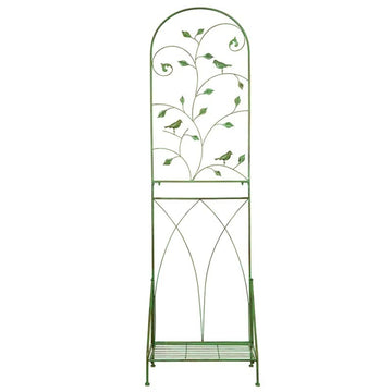 2-in-1 Metal Garden Trellis with Plant Shelf