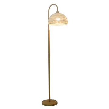 Boho Hand-Woven Rattan Arched Floor Lamp