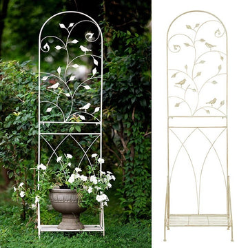 2-in-1 Metal Garden Trellis with Plant Shelf