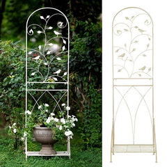 2-in-1 Metal Garden Trellis with Plant Shelf