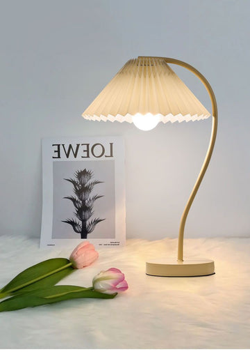 French Country S-Arc Table Lamp with Pleated Shade