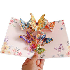 3D Pop-Up Pink Butterfly Bouquet Greeting Card
