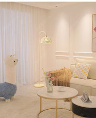 Boho Hand-Woven Rattan Arched Floor Lamp