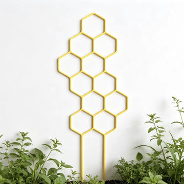 Geometric Honeycomb Plant Trellis for Indoor Potted Plants
