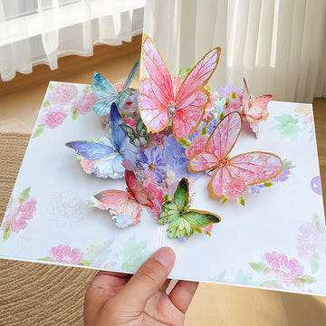3D Pop-Up Pink Butterfly Bouquet Greeting Card