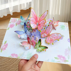 3D Pop-Up Pink Butterfly Bouquet Greeting Card