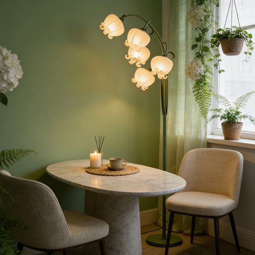 Vintage Lily of the Valley Floral Floor Lamp