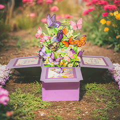 3D Pop-Up Butterfly Flower Bouquet Greeting Card