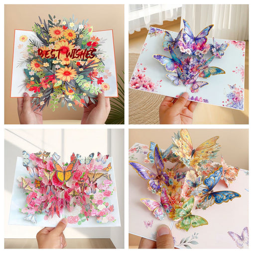 3D Pop-Up Pink Butterfly Bouquet Greeting Card