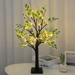 Faux Birch Tree LED Fairy Light with Greenery Leaves