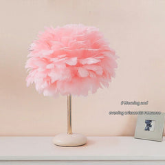 Hollywood Regency Feather Table Lamp with Ceramic Base